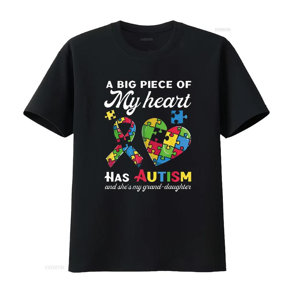 Autism Granddaughter Grandma Grandpa A Big Piece Of My Heart T Shirt vintage Washed Stretched graphic Soft Versatile Casual