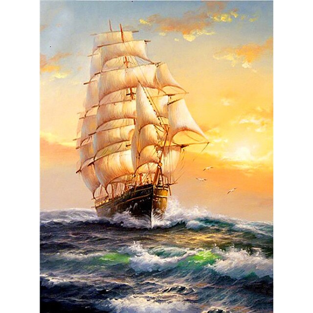 5D DIY алмазная живопись полная квадратная/круглая дрель стразы мозаика корабль лодка Алмазная вышивка наборы крестиков домашний декор