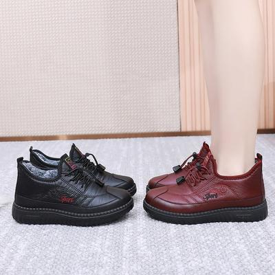 Зимние женские материнские хлопковые ботинки с утолщенной и бархатной подкладкой, теплые, водонепроницаемые и износостойкие, легкие хлопковые туфли для женщин