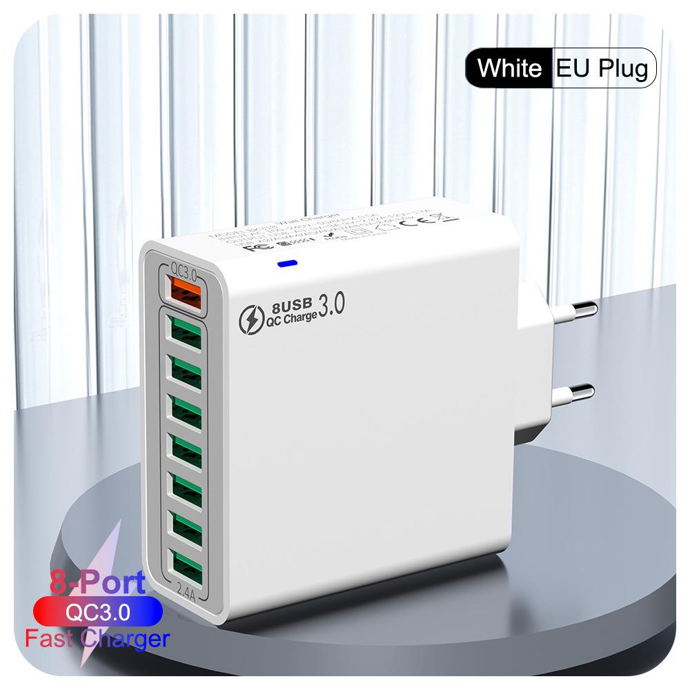 QC3.0 8-Port 30W Multi-USB High-Power Fast Charger (US/EU/Korean Specs)