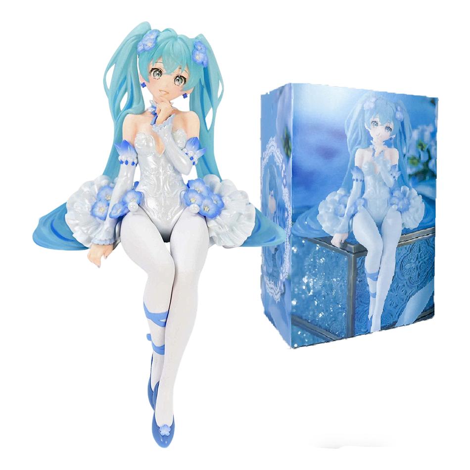 Новые 2 шт. Аниме фигурка Хацунэ Мику Розовый сакура сидячая поза ПВХ Фигурка на шарнирах модель игрушка украшение коллекционные подарки