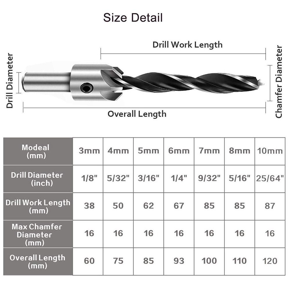 Дырокол HSS Зенковка Ручная дрель Инструмент для зенковки Сверло-расточка Развертка Деревообрабатывающее сверло для снятия фаски