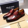 Fashion Handmade Genuine Leather Men's Oxfords Plain Toe Double Buckle Monk Strap Formal Classic Dress Shoes Size 6-13