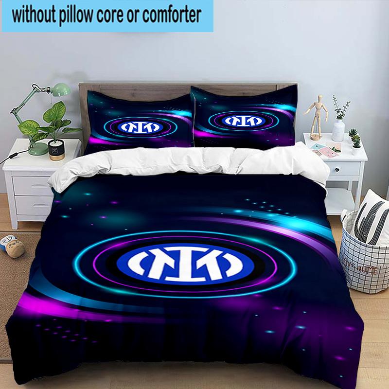 3pcs Mi-lan FC Emblem Printed Bedding Set Duvet Cover Closure Includes 1 Duvet Cover & 2 Pillowcases Bedding Sets Home Decor Gifts