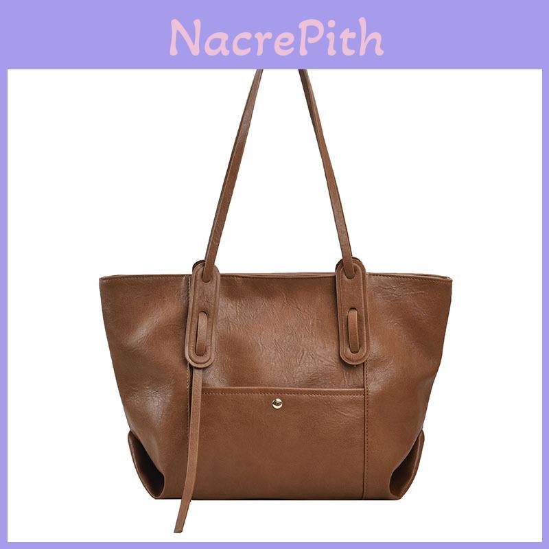 Urban Solid Color Tote Bag For Women With Pu Material And Double Shoulder Straps For Daily Use