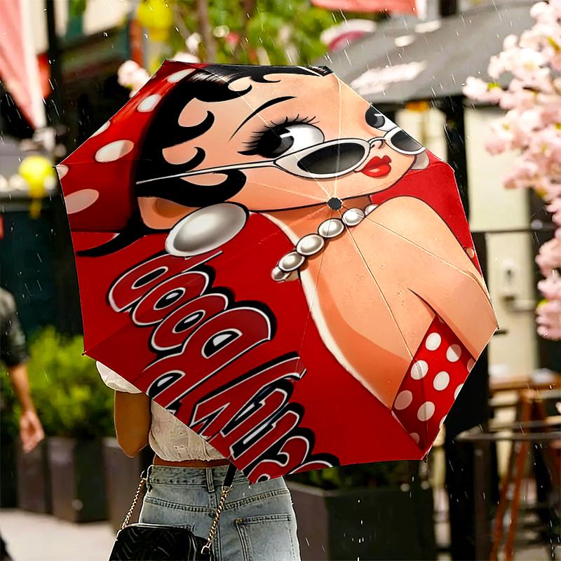 Betty Boop Print Umbrella Automatic Opening/ Closing - Portable Foldable Design - Daily use for Travel/Outdoor - Gift for Birthday
