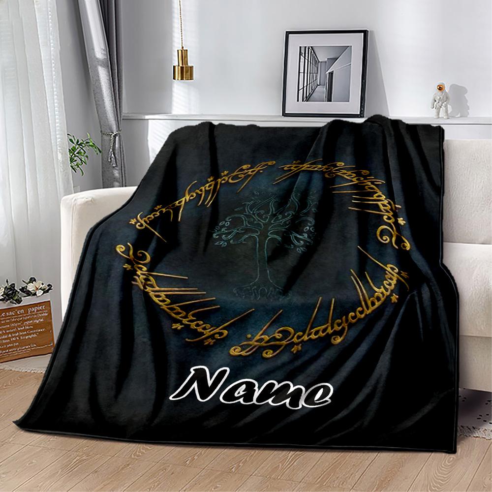 Rings Power Customize Text Blanket Throw Personalized Blanket Comfortable Suitable for Livingroom Nap Bed Bedding for All Occasions