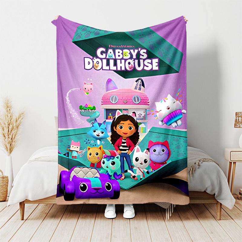 1pc Blanket Gabby's Dollhouse Print Design, Lightweight Blanket for Sofa, Bed- Soft &Warm, Gift for All Seasons like Christmas, Halloween