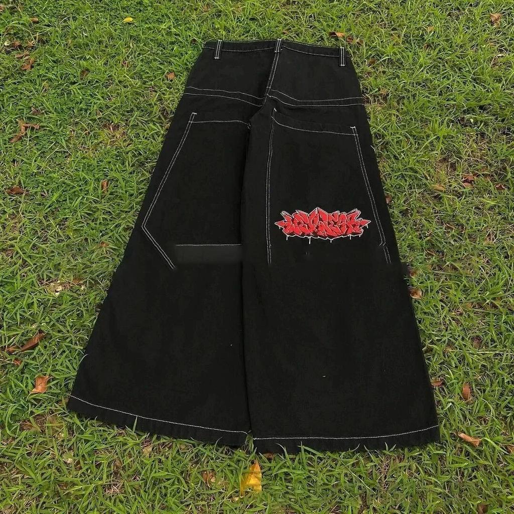 Джинсы-мешковатые Y2K мужские винтажные вышитые джинсы хип-хоп готические уличные Harajuku мужские женские повседневные широкие джинсы