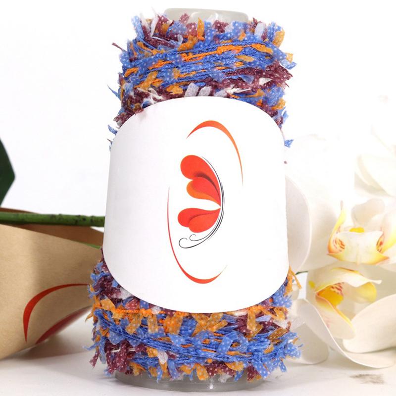 50G Rainbow Butterfly Paper Yarn Colorful Fancy Blend Partner Thread Hand Knitting Summer Baby Scarf Hat Doll Sweater Supplies