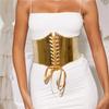 Dress Girdle Gold Cummerbunds PU Leather Wide Waist Belt Luxury Female Waistband  Corset