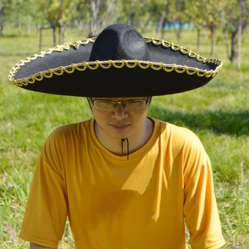 Шляпа сомбреро с подвернутыми полями Этнический стиль Мексиканские кепки Фестивальные принадлежности Шляпа из Мексики Мужская и женская