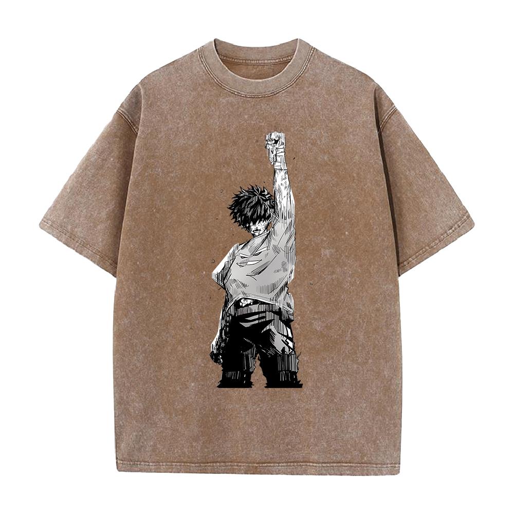 Anime My Hero Academia Midoriya Izuku Graphic T Shirt Men Women Clothing Oversized Tshirt Washed Cotton Tee Harajuku Tshirt