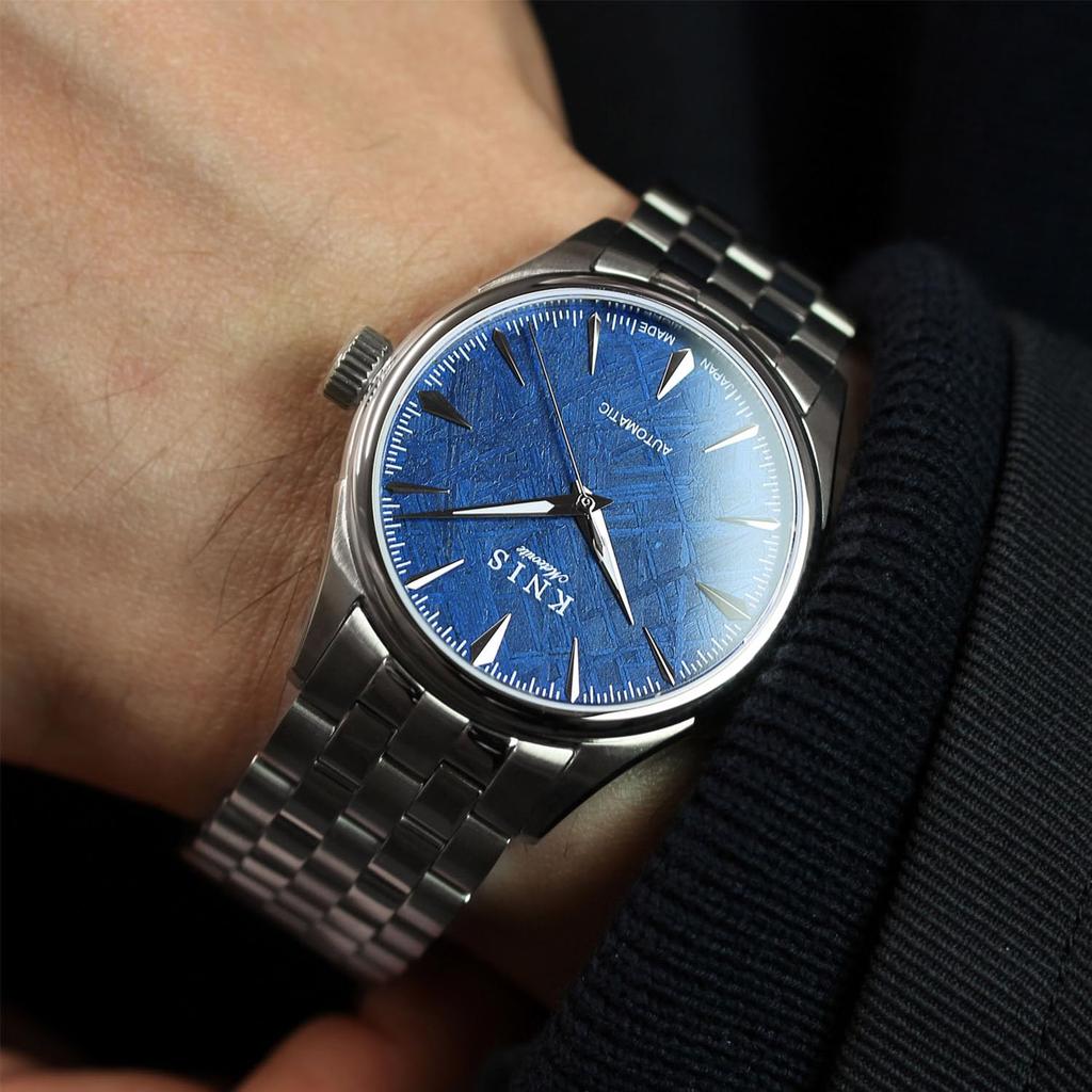 KNIS Kyoto Japan KN001-MTBL Men's Automatic Watch Meteorite Dial Made in Japan Sapphire Glass Stainless Steel 10ATM Water Resistant Mechanical Blue
