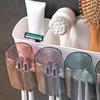 Toothbrush Holder Toothpaste Squeezer Set Simple Installation Wall Mounted Bathroom Toothbrush Holder with Storage Compartments