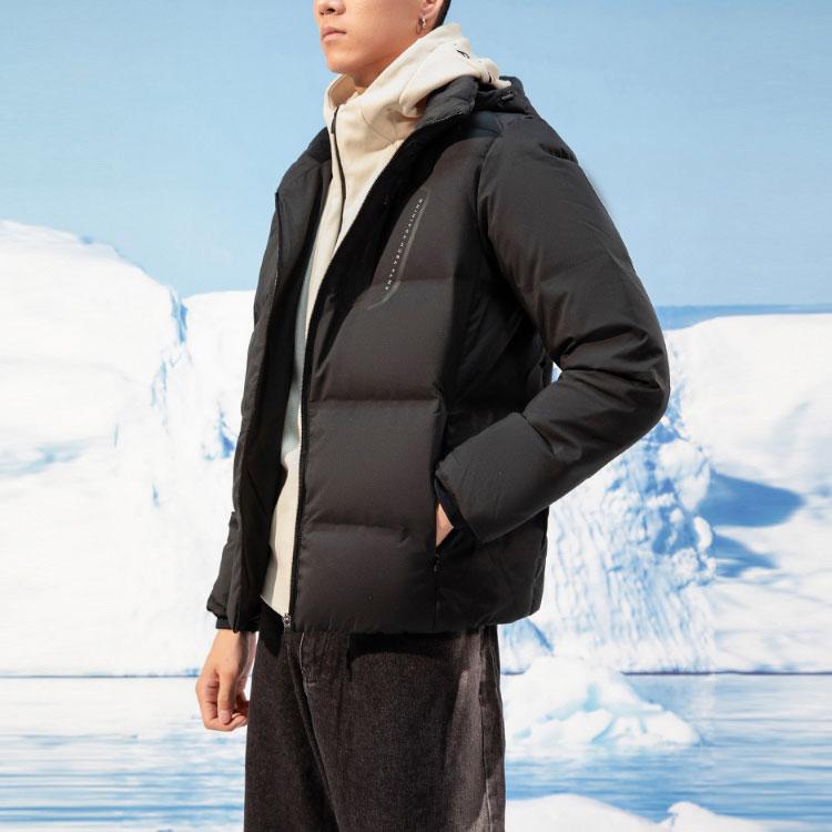 Anta Короткий теплый пуховик с капюшоном Flame Technology, мужская верхняя одежда, черный 952147911-3