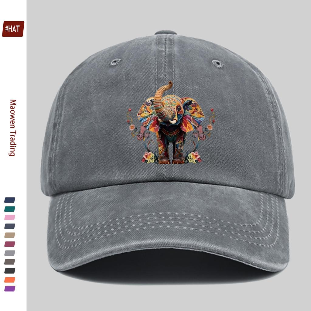 pc Ethnic Style Decorative Item Colorful Elephant Print Baseball Cap Spring Summer Fashion Decor Sun Hat Truck Driver Papa Hat
