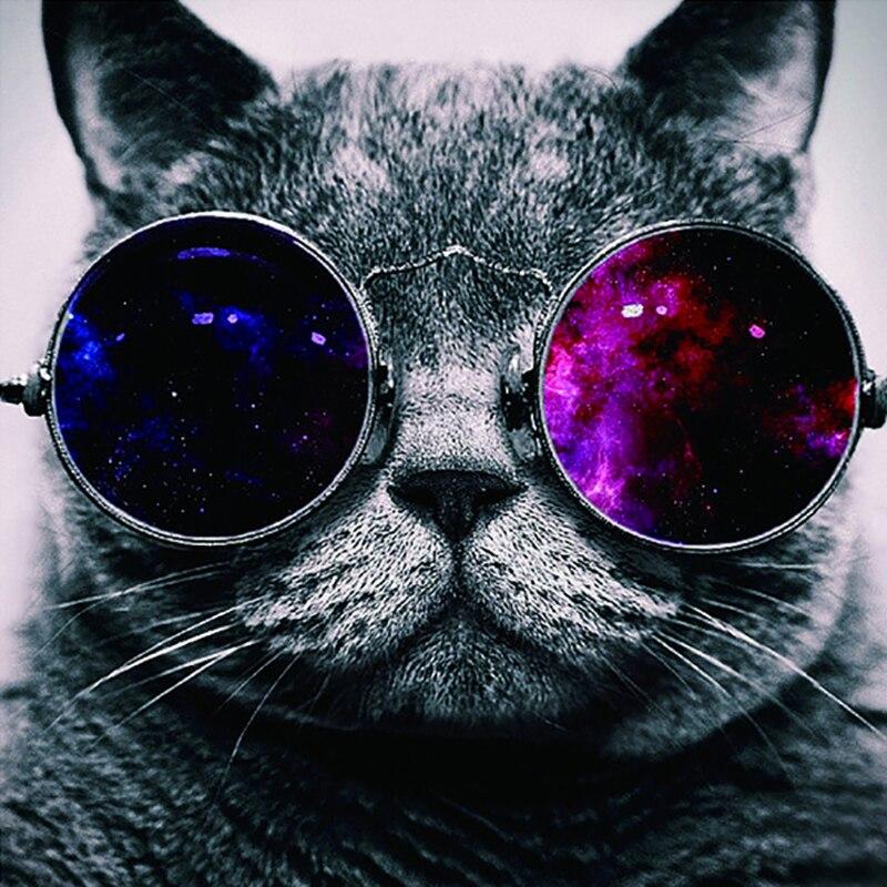 DIY алмазная живопись кошка алмазная вышивка животное вышивка крестиком полная круглая дрель горный хрусталь ручной работы искусство домашний декор подарок