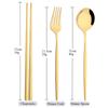 Зеркало, ложка, вилка, палочки для еды, набор посуды, 3 шт., столовая посуда из нержавеющей стали, золотой западный набор столовых приборов, кухонные принадлежности для ужина