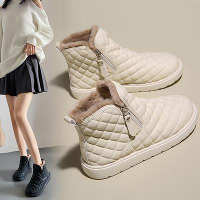 Женские зимние бархатные ботинки-дутики 2025 новые нескользящие на толстой подошве снежные хлопковые короткие ботинки теплая хлопковая обувь RM882