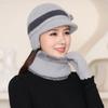 Женская вязаная термошапка из кроличьего меха, флисовая шапка для пожилой бабушки, теплая шерстяная шапка с ушками, модная шапка для мамы