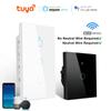 ЕС Tuya WiFi Умный Выключатель RF433МГц Пульт ДУ Настенный Сенсорный Выключатель Света Работает с Alexa Беспроводной 1/2/3/4 Клавиши Без Нейтрального Провода