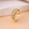 Adjustable Open Ring: Gold-Plated Copper with Zircon Inlay - European & American Style