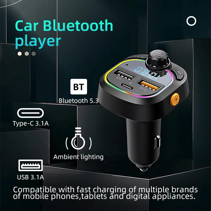 C6 Цифровой дисплей FM Автомобильный Bluetooth-совместимый передатчик Type-C+2 USB Быстрая зарядка Аудио MP3-плеер