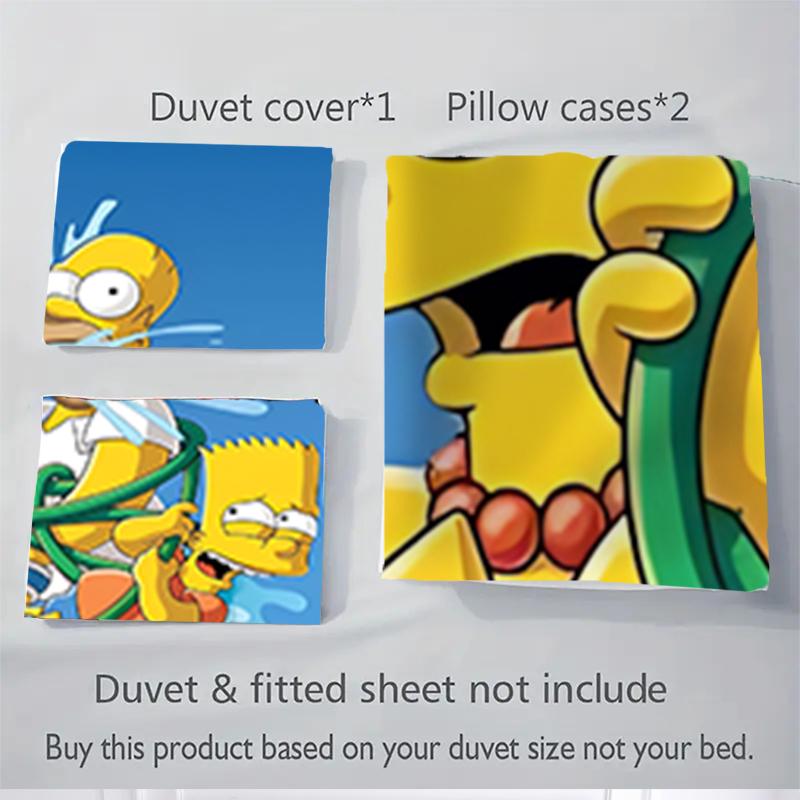 3Pcs Simpsons Family Adventure Bedding Sets For All Sizes New 3D Printed Bed Cover Comforter Duvet Cover Pillowcase Bedroom Decoration