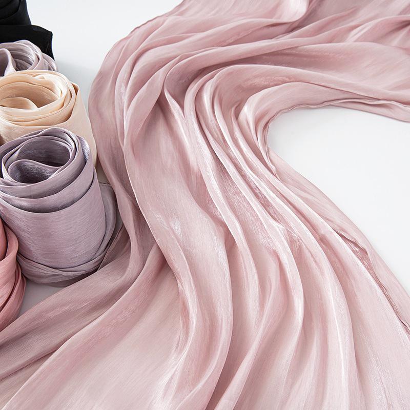 Women Light Weight Plain Shimmery Chiffon Crepe Crinkle Shawl Wraps Lady Solid Color Muslim Hijabs Shiny Shimmer Hijab Scarf