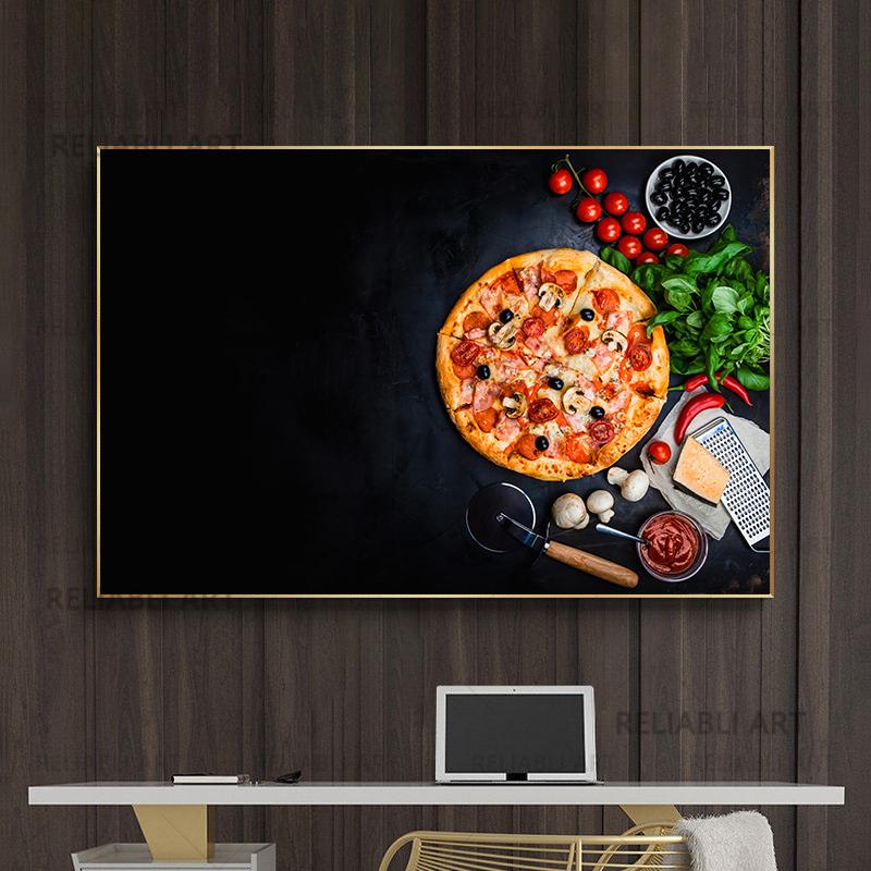 Вкусная пицца, картины на холсте, овощная пицца, итальянская настенная живопись, постеры с едой и принты для украшения кухни ресторана