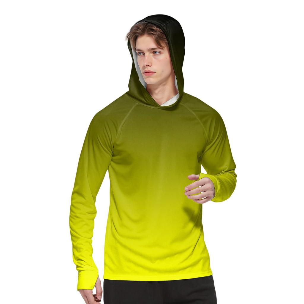 Мужская модная рубашка с длинным рукавом с принтом и капюшоном SPF/UV