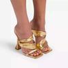 Sexy Women Shoe 2024 Summer New European American Simple High Heel Sandals Fashion Large Slippers Casual Shoe Sandalias
