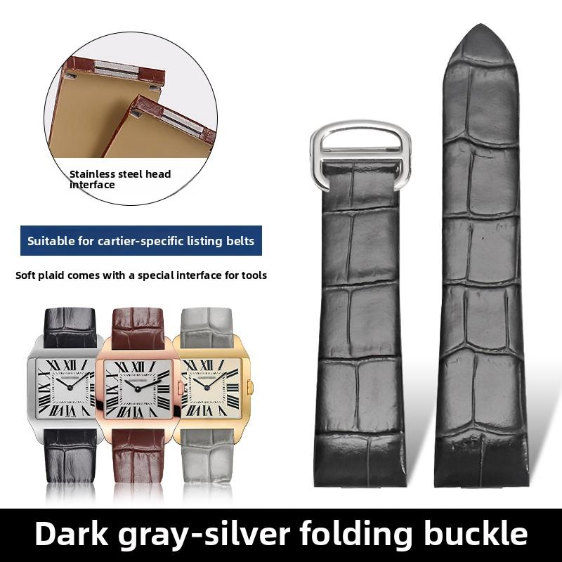 18 мм 21 мм Ремешок для часов из натуральной кожи Для Cartier Santos W2007051 W2006951 Ремешок для часов мужской женский Браслет Наручный аксессуары