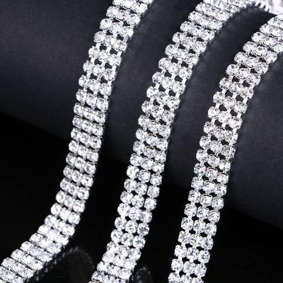 Стеклянная Компактная Сверкающая Цепочка Красивая DIY Однорядная Двухрядная Трехрядная Отделка Хрусталь 1 Ярд Стразы