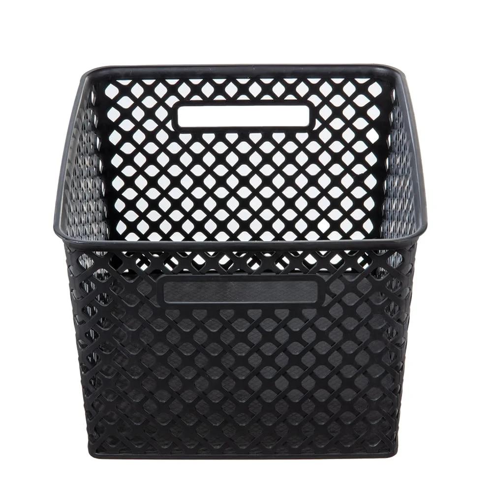 Large Decorative Storage Basket 2 Pack with Cut-Out Handles Organizing Household Items Durable Mesh Design Easy Viewing and