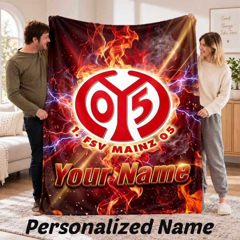 Mainz 05 Personalized Flannel Blanket Custom Name Text Soft Throw Blanket Home Decor