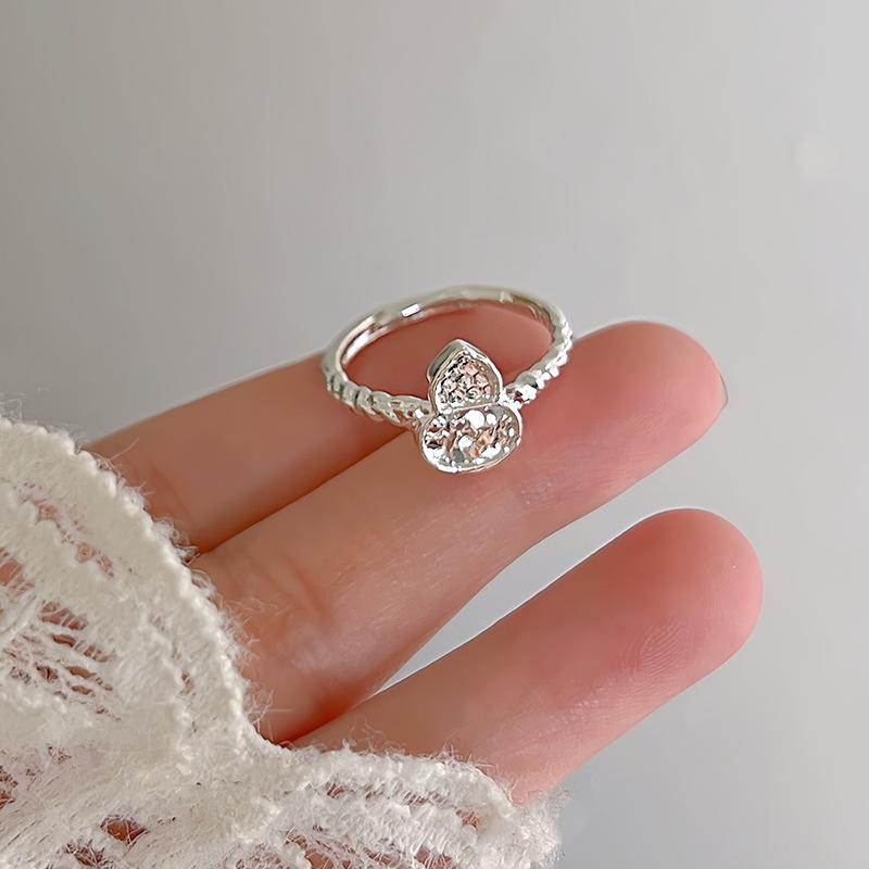 Korean Version Plain Ring Irregular 925 Sterling Silver Versatile Ring Women's Niche Ins Style Design Non-fading Combination Ring