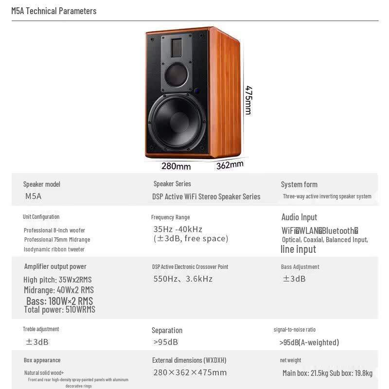 HiVi M5A Active Hi-Fi Speakers & Denon DCD900 CD Player System (CN version)