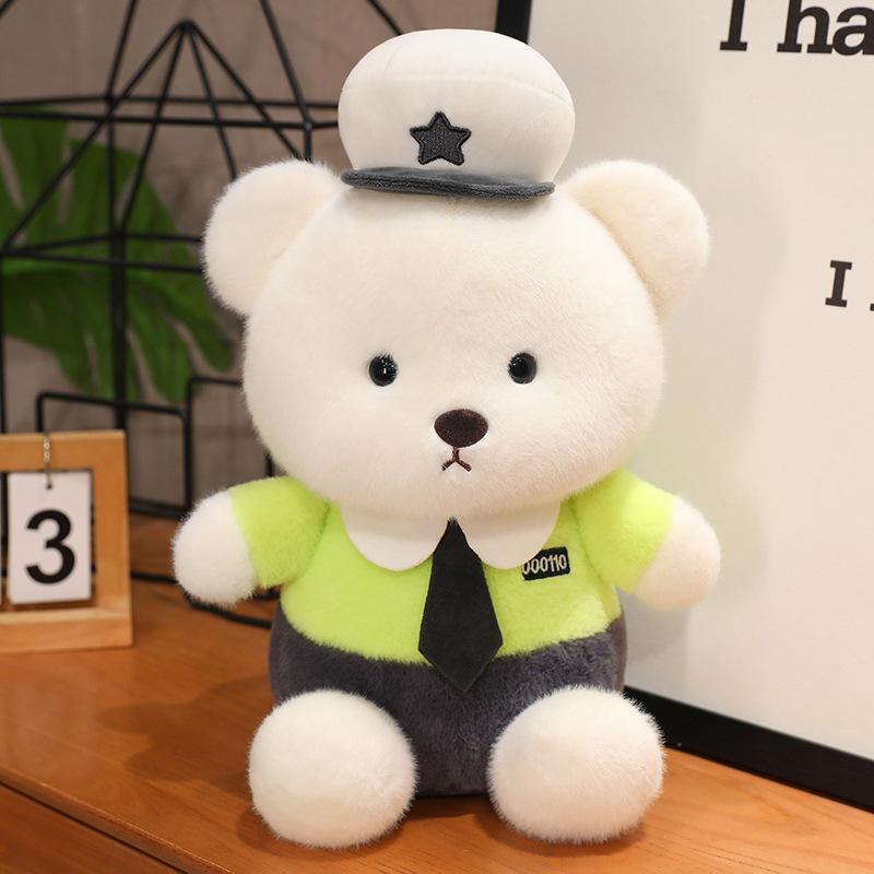 Cartoon Cute Police Bear Doll Plush Toy Traffic Police Bear Hug Bear Doll Doll