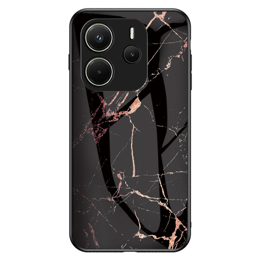 Для Xiaomi Redmi Note 14 4G (163,25 мм) Чехол Мраморный узор Закаленное стекло+ПК+ТПУ Защитная накладка для телефона