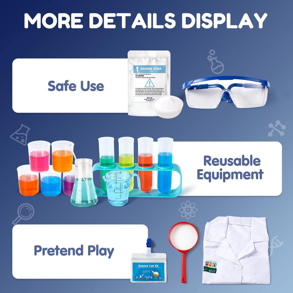JOYIN 60 Набор для научных экспериментов Klever с лабораторным халатом, костюм ученого, ролевая игрушка, подарок для детей на Рождество, день рождения