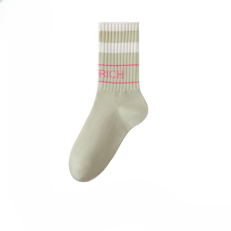 Женские осенне-зимние носки-гольфы с рисунком галстука, влагоотводящие, дышащие, с надписью, для движения