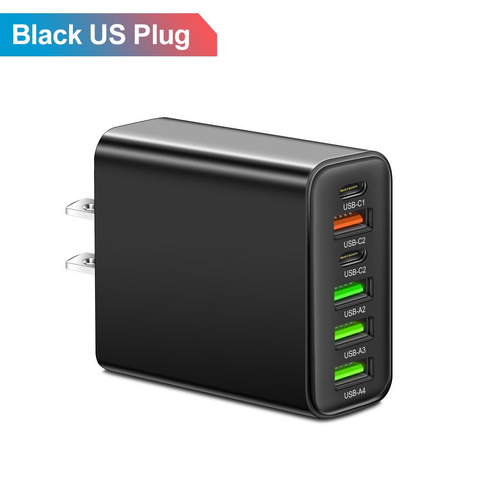 3.1A Multi-Port Charger: 2 Type-C PD + 4 USB for Mobile Phones - Travel-Friendly Charging Hub