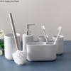 White Ceramic Bathroom Toiletries Lotion Bottle Mouth Cup Toothbrush Holder Toilet Brush Wash 5-piece Set Bathroom Accessories