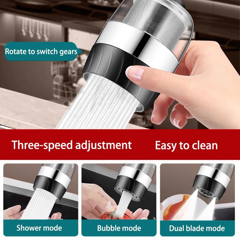 Faucet Extender Three-speed Adjustment Kitchen Filter Water Nozzle No-replacement Filter Element Tap Water Splash-proof Bubbler