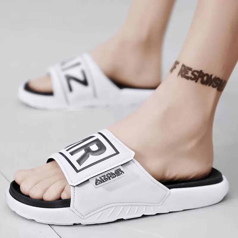 Мужские летние тапочки, уличные повседневные пляжные тапочки, трендовые персонализированные шлепанцы, сандалии, шлепанцы, нескользящая обувь в стиле хип-хоп
