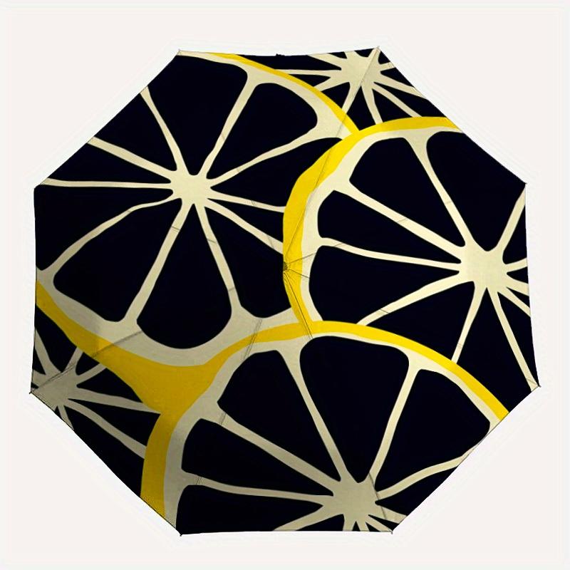 1 шт. Автоматический складной зонт с рисунком лимона, кнопка открытия/закрытия в одно касание, компактный купол, прочная ветрозащитная конструкция с 8 спицами, легкий 12