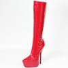 Женские сапоги до колена, новые пикантные красные эластичные ботинки на очень высоком каблуке 7 дюймов на шпильке, большие размеры 36-46