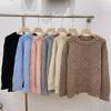 Vintage Twist Thickened Pullover Sweater Women's Autumn and Winter Solid Color Round Neck All-match Loose Knitted Sweater for Outer Wear